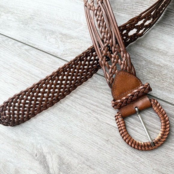 Vintage Handmade Wide Woven Leather Belt - Picture 8 of 15